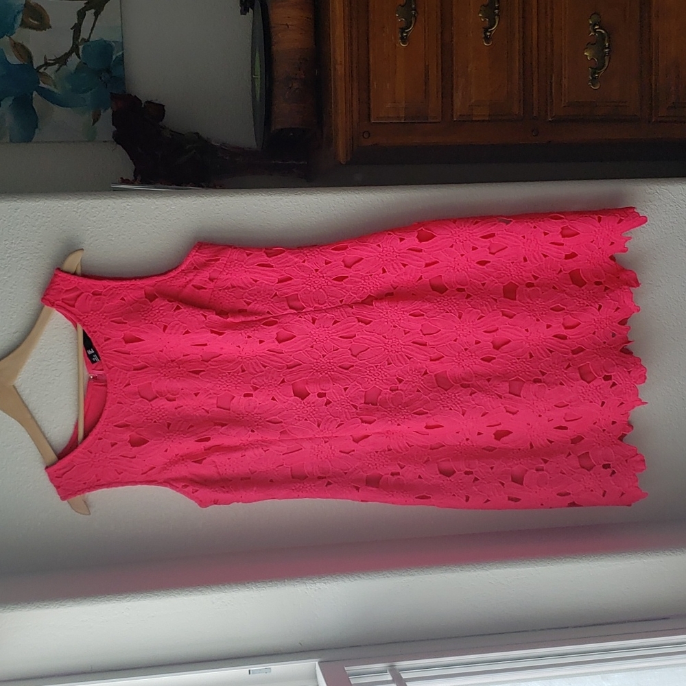 Leslie Fay Floral Hot Pink Work Dress